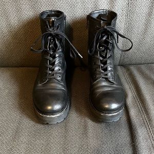 Thursday Women’s Black Leather Combat Boots 7.5